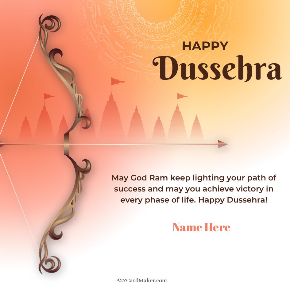 Ayodhya Temple Blessings: Vijayadashami Greetings card with Quotes