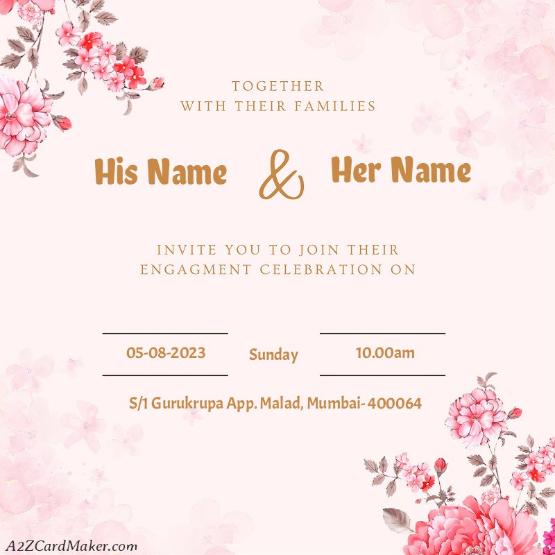 Capturing Hearts: Personalized Flowered Engagement Invitation Card