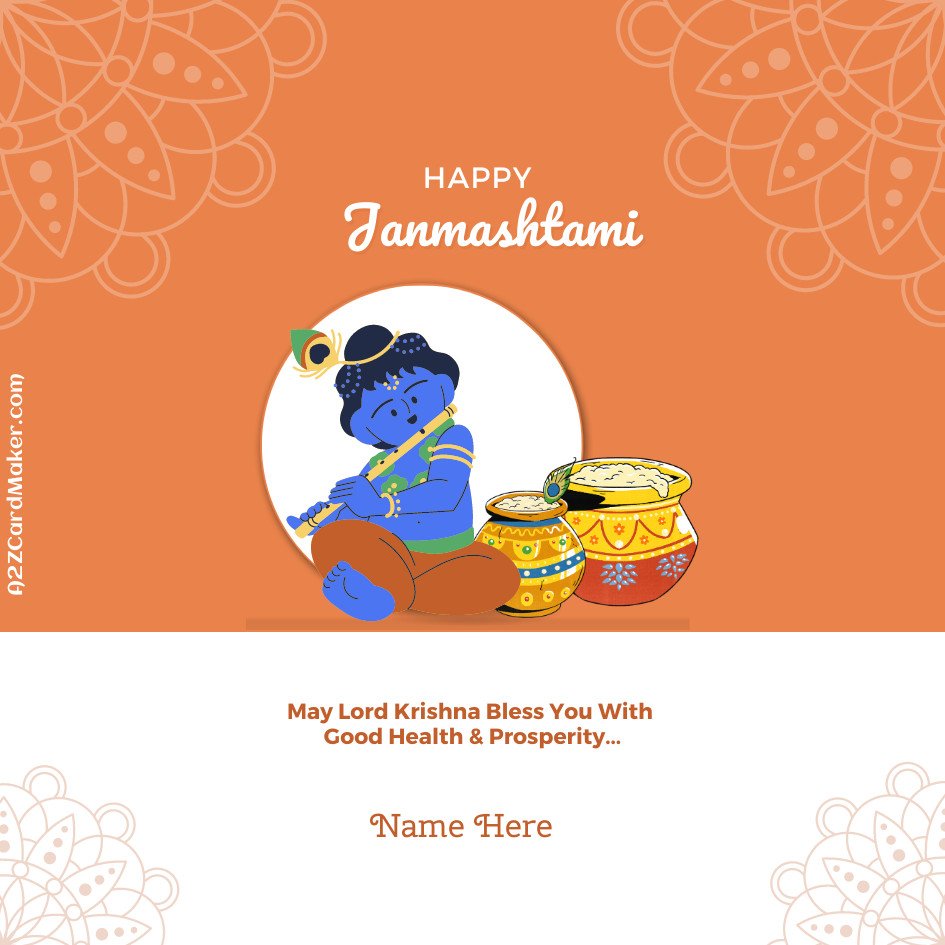 Janmashtami Drawings: Add Your Name to Greeting Cards