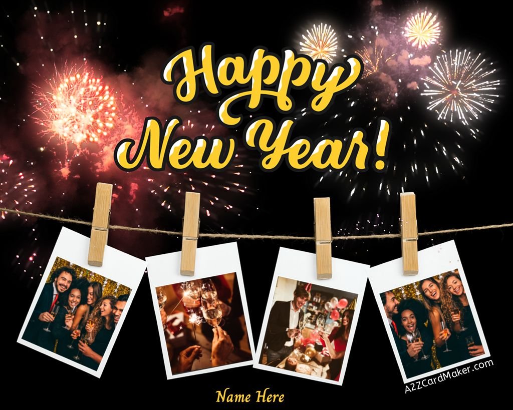 Luxurious and Premium New Year Wishes Photo Card