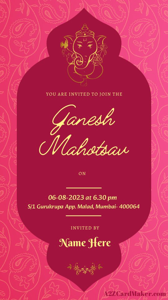 Special Invitation for Ganesh Chaturthi Mahotsav