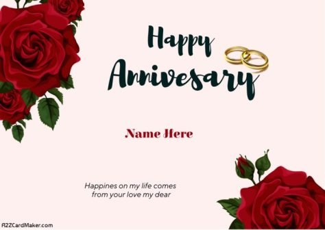 Celebrate Your Love with a Personalized Red Rose Happy Anniversary Greeting Card