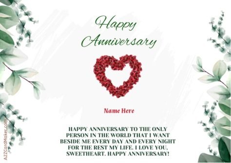 Heart-Touching Anniversary Wishes for Wife - Express Your Love - Free Online Greeting Card Maker