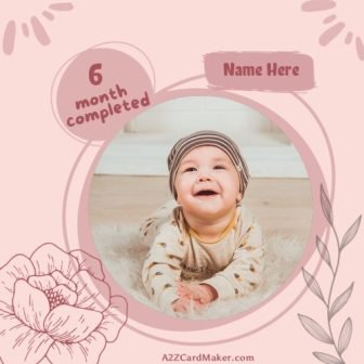 Pink Milestone Greeting Cards with  Photo, Name and Month