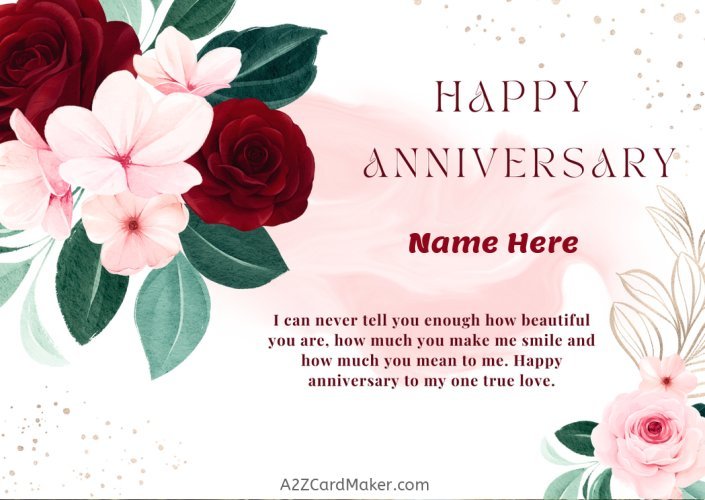 A Garden of Love: Custom Anniversary Cards with Red Rose and Pink Flower