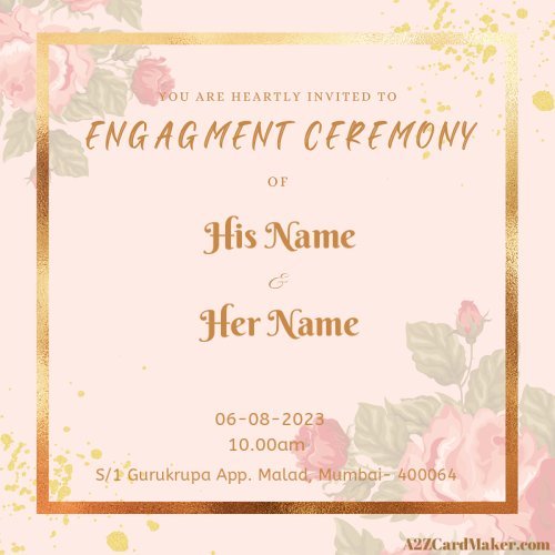 Beautiful Engagement Invitation Card With Couple Name