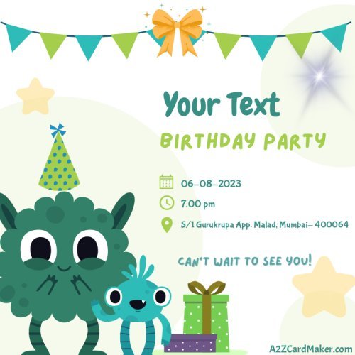 Birthday Party Invitation Card for Kids | A2ZCardMaker.com