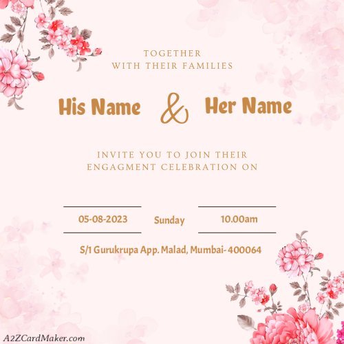 Capturing Hearts: Personalized Flowered Engagement Invitation Card