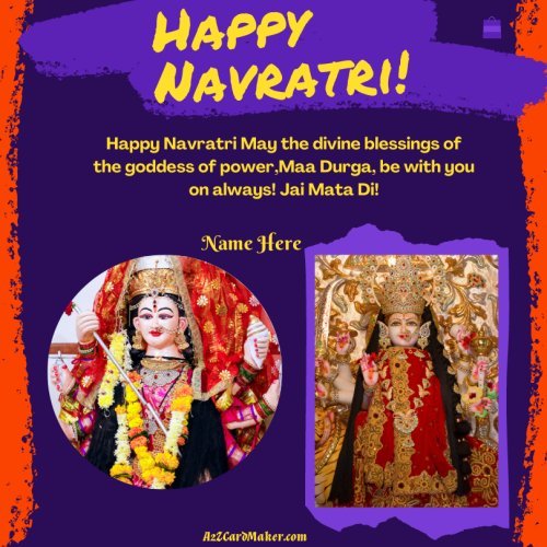Divine Festive Wishes: Personalized Durga Navratri Cards With Name