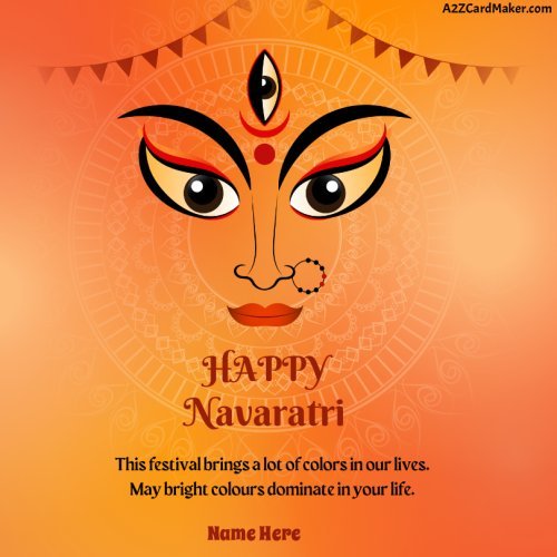 Durga Face with Quotes Navratri Greetings Cards