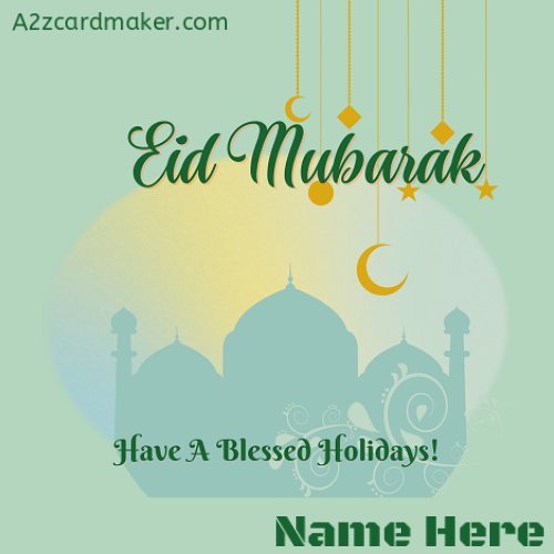 Eid Al-Adha Greeting Card with a Beautiful Hanging Chand
