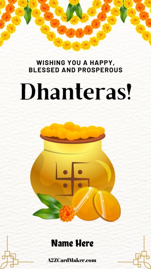Festive Blessings: Dhanteras Greeting Card Maker with Name