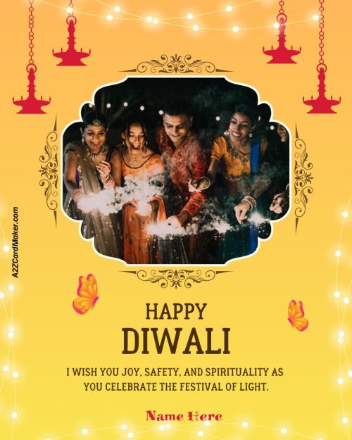 Happy Diwali Greeting Card with Photo: Add Your Name and Memories