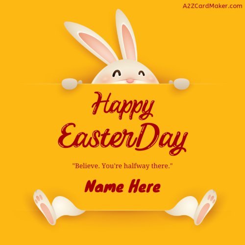 Happy Easter Day: Rabbit Image with Name