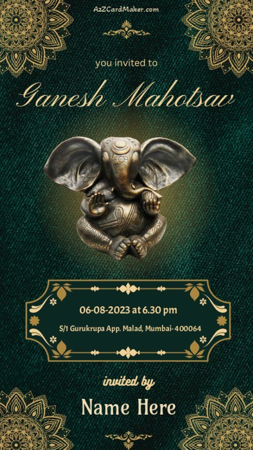 Personalized Ganesh Chaturthi Invitation Card Maker with Name