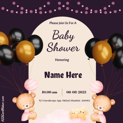 Teddy's Arrival: Custom Baby Shower Invitation with Name