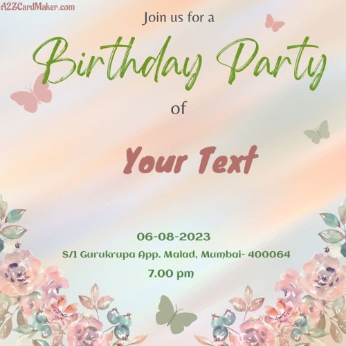 Wings of Wonder: Butterfly Birthday Invitation with Name and Date